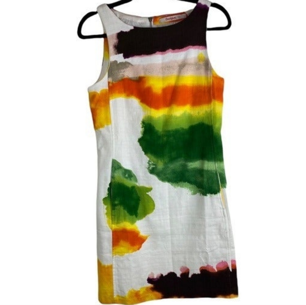 Desigual Multicolor Tie Dye Color Block Shift Spring Summer Dress, large